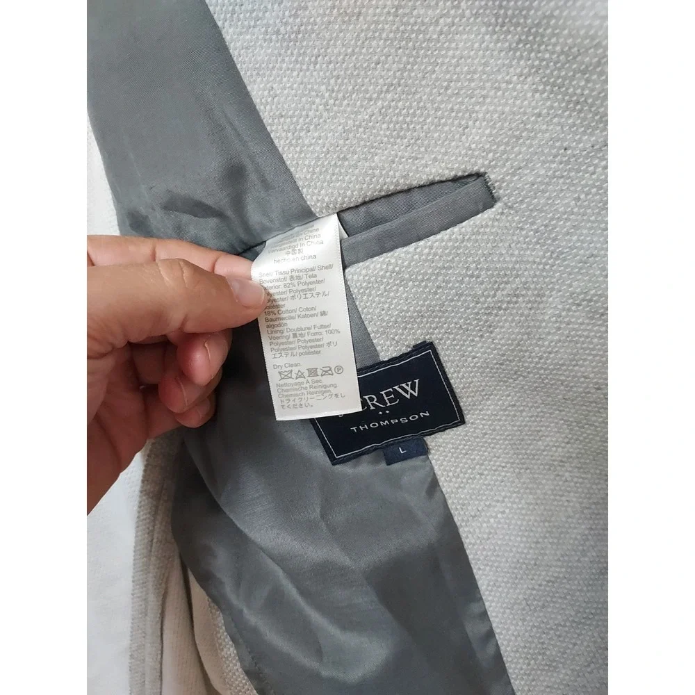 J Crew Blazer Mens Large Thompson Sport Coat Two Button Knit Gray Unstructured